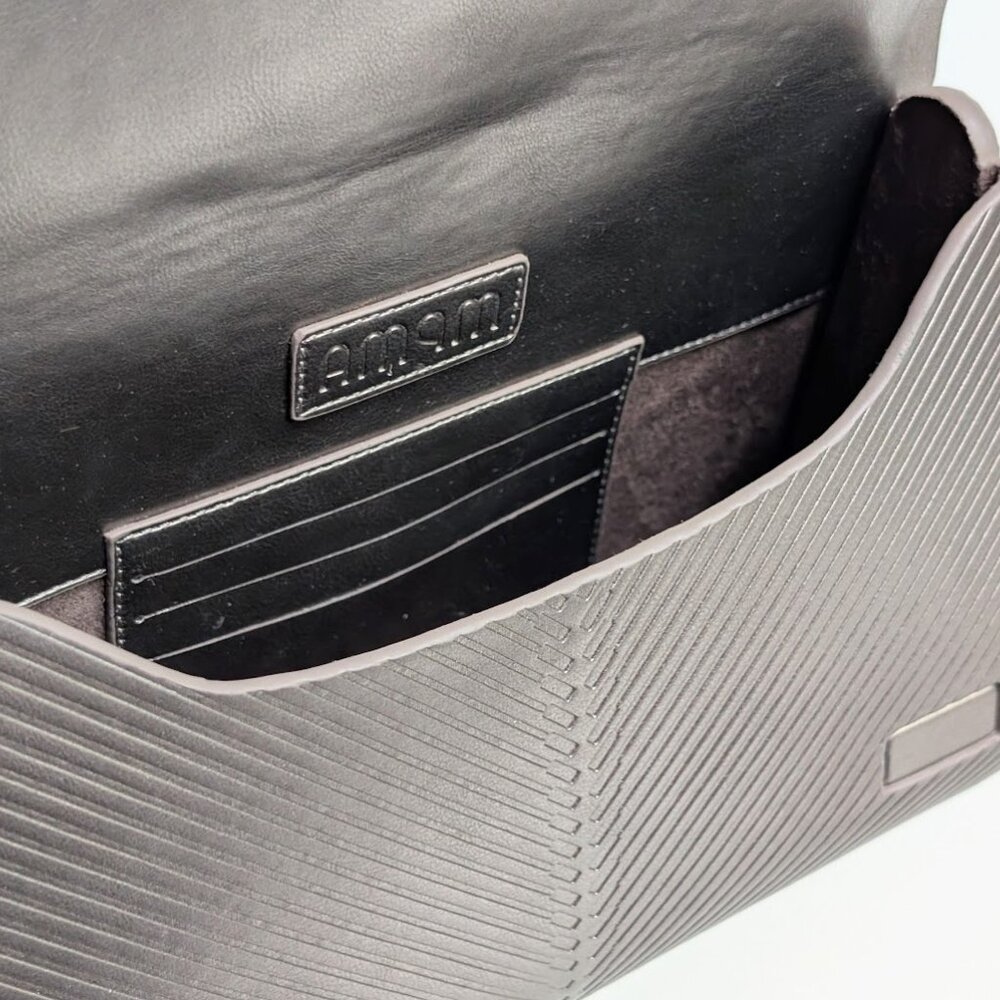 AMPM Silver Faux Leather Zehra Metallic Linear Pattern Clutch - Picture 5 of 13